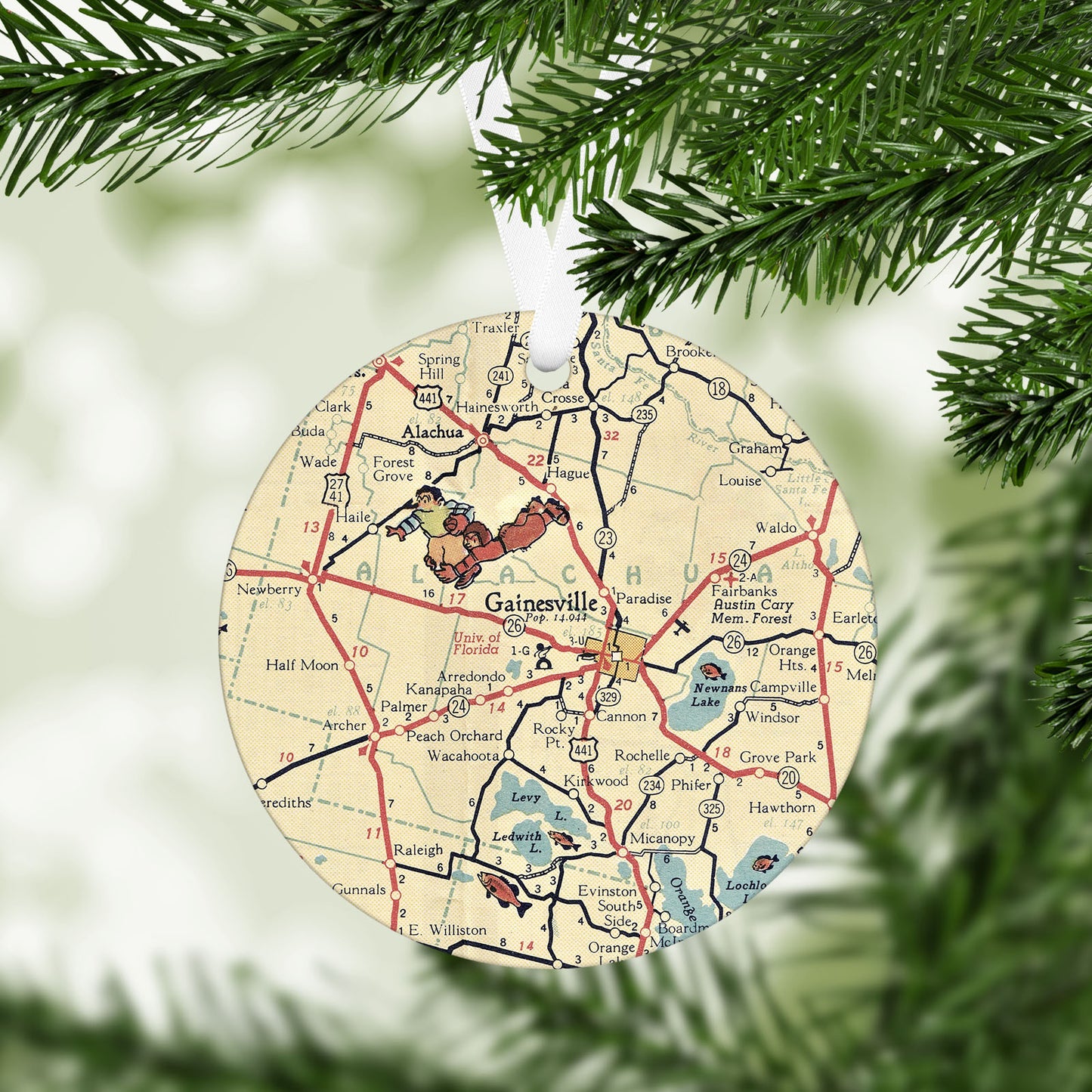 Gainesville Florida Vintage Map Ornament