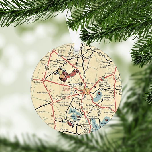 Gainesville Florida Vintage Map Ornament