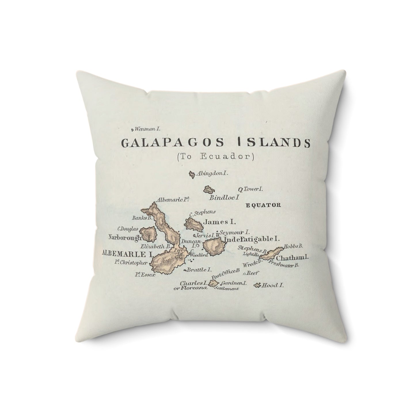 Galapagos Islands vintage map pillow