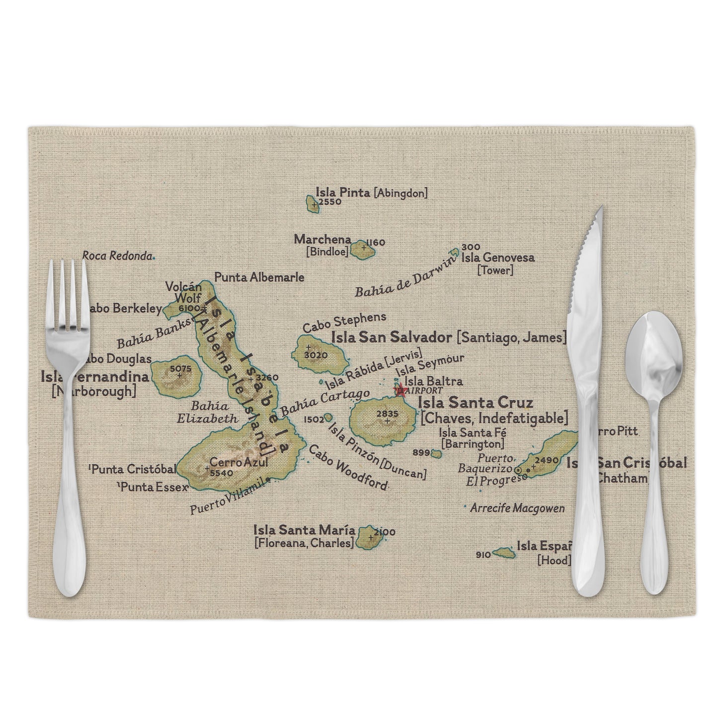 Galapagos Islands Vintage Map Placemats Set of 4