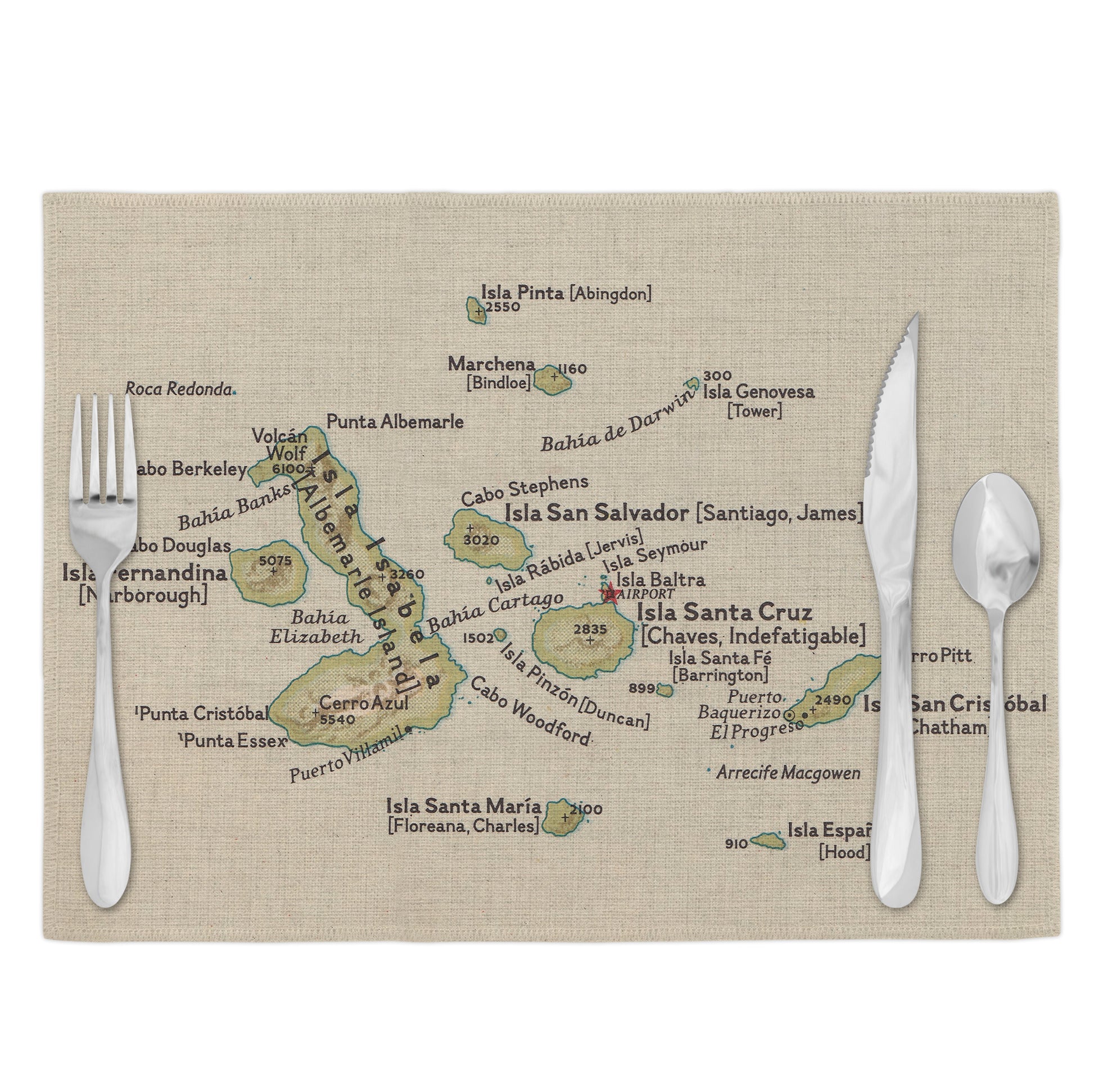 Galapagos Islands Vintage Map Placemats Set of 4