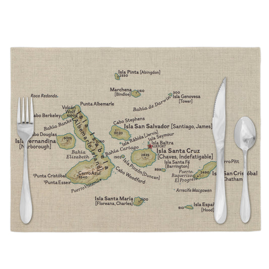 Galapagos Islands Vintage Map Placemats Set of 4
