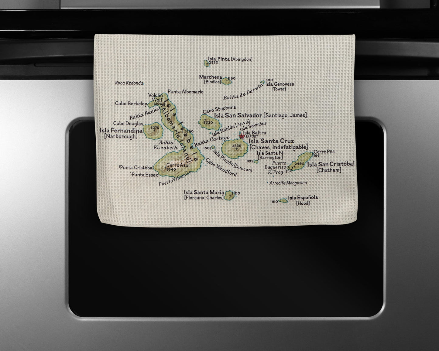 Galapagos Islands Map Tea Towel | Waffle-Weave Kitchen Towel Gift