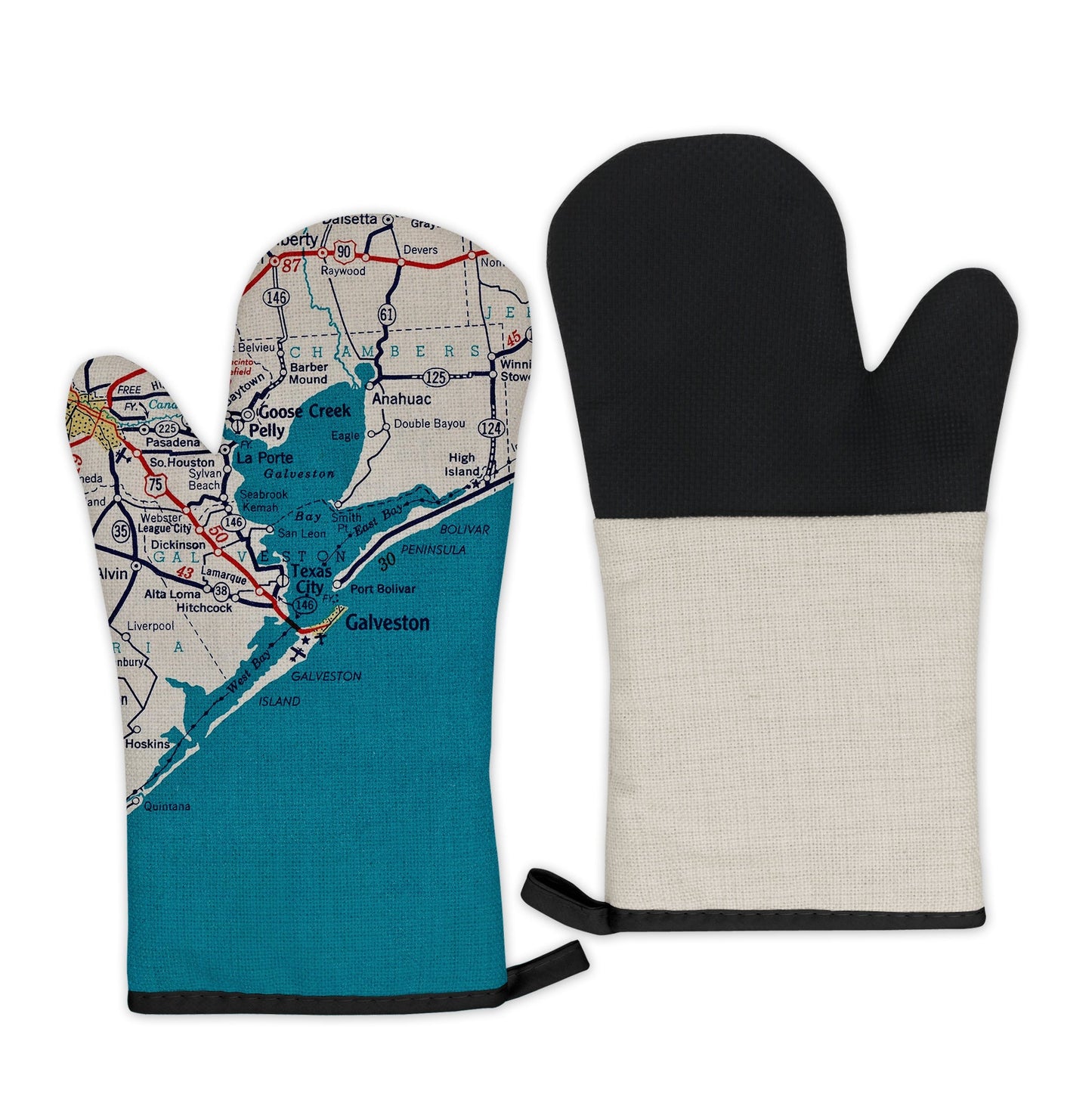 Galveston, Texas Map Oven Mitt | Vintage-Inspired Kitchen Gift