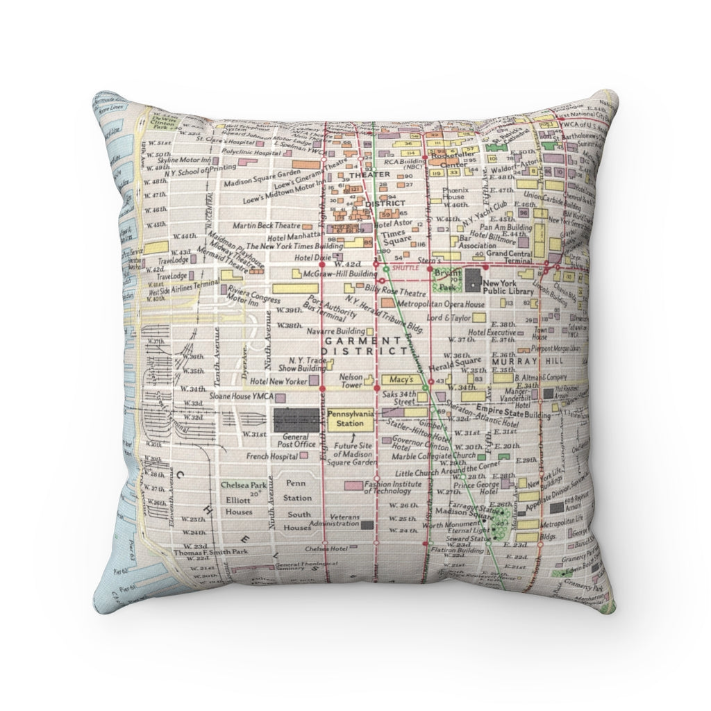 Garment District New York vintage map pillow