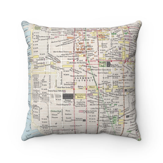 Garment District New York vintage map pillow