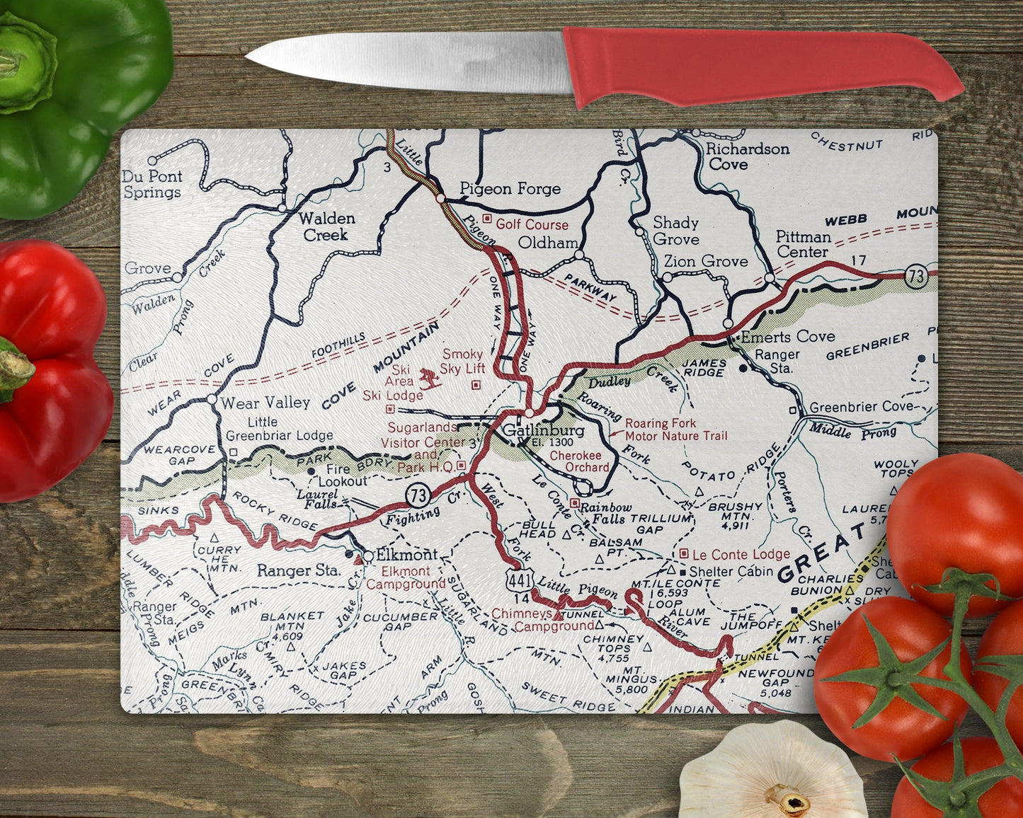 Gatlinburg Tennessee Map Cutting Board | Travel Gift | Kitchen Decor