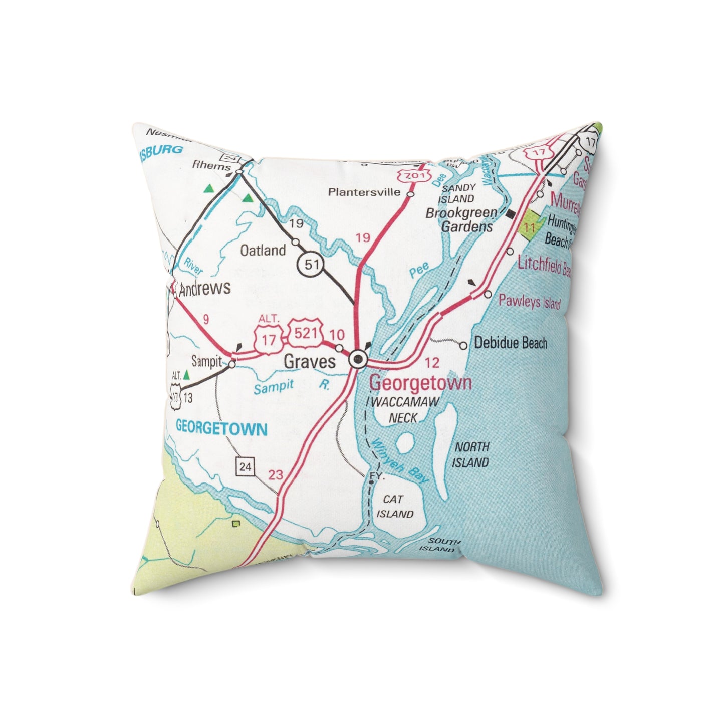 Georgetown South Carolina vintage map pillow