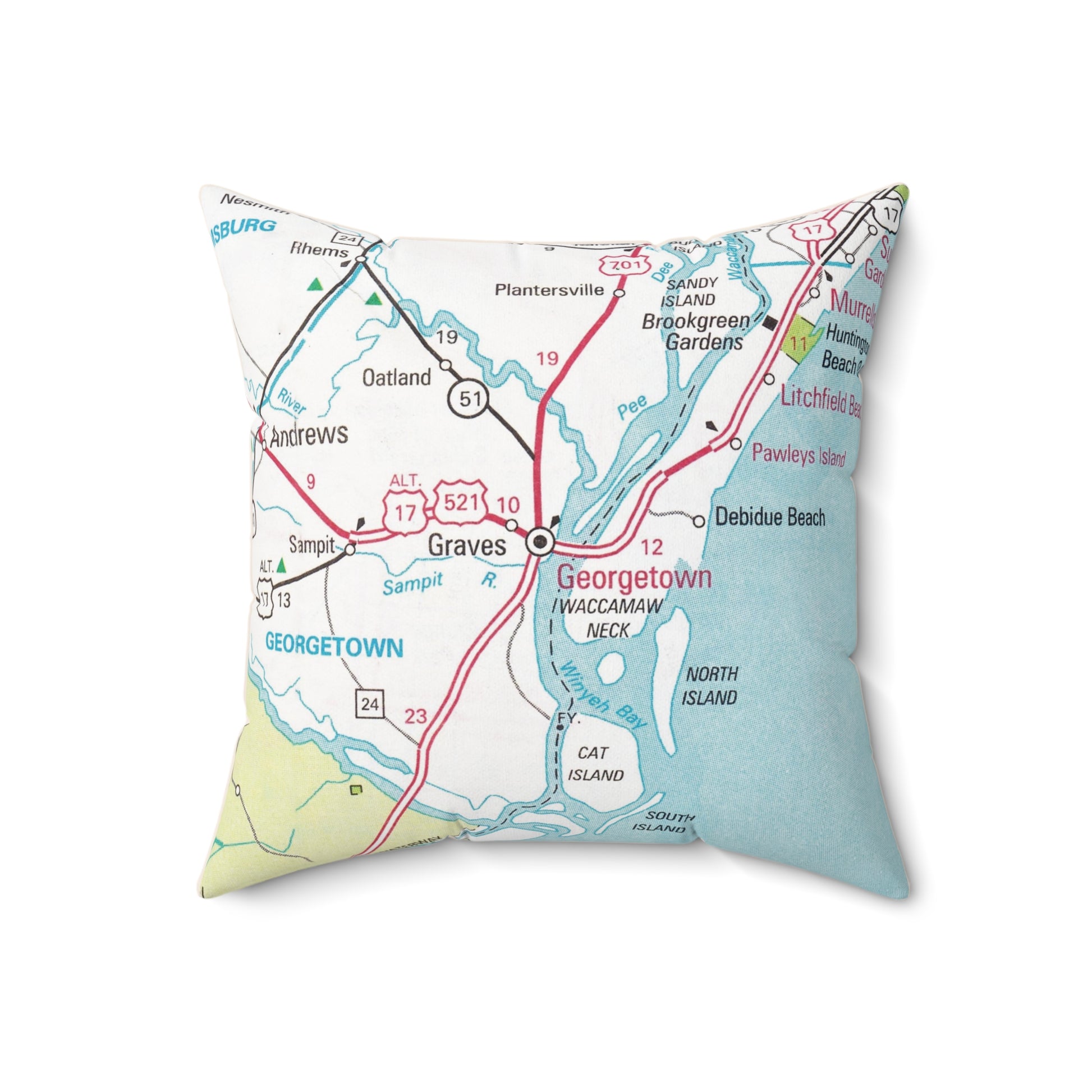 Georgetown South Carolina vintage map pillow