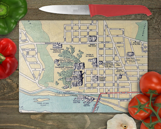 Georgetown University Map Cutting Board | Travel Gift | Kitchen Decor