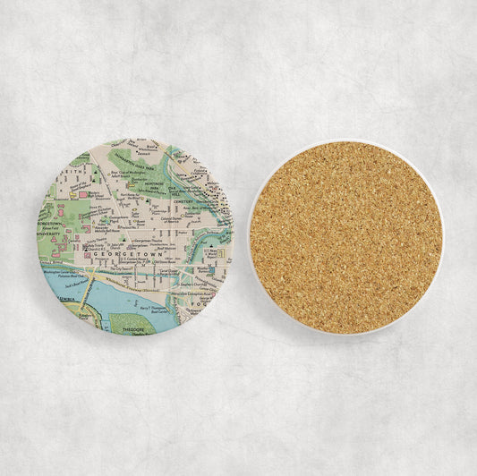 Georgetown Washington DC Map Coasters | Set of 4 Vintage Georgetown Washington DC Drink Coasters | Travel-Inspired Home Decor
