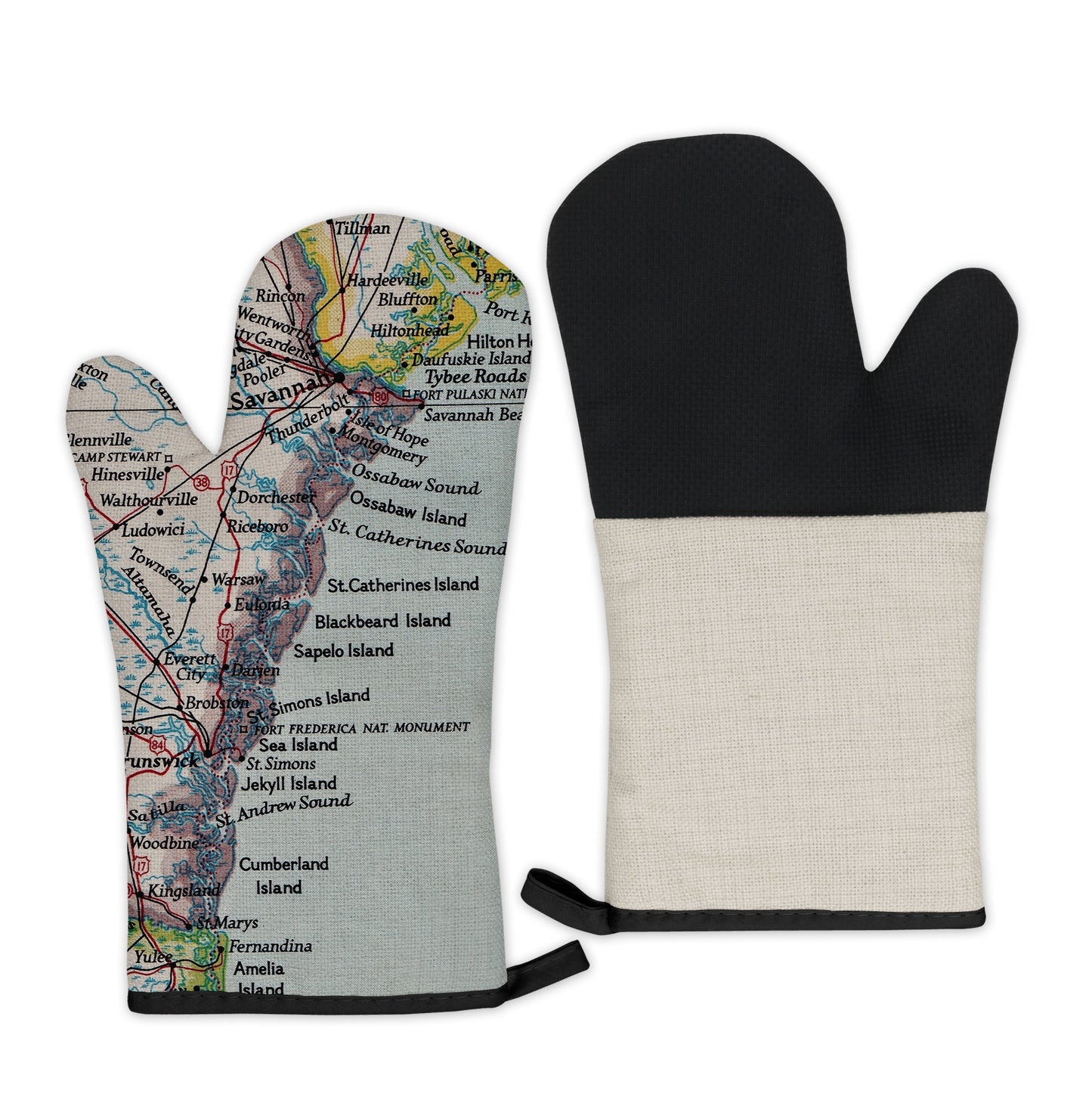 Georgia Coast Map Oven Mitt | Vintage-Inspired Kitchen Gift