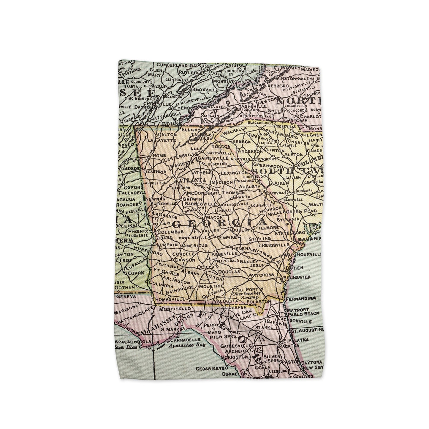 Georgia Map Tea Towel | Waffle-Weave Kitchen Towel Gift