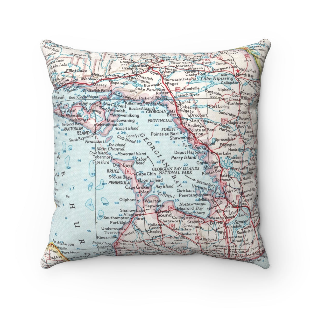 Georgian Bay vintage map pillow