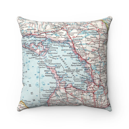 Georgian Bay vintage map pillow