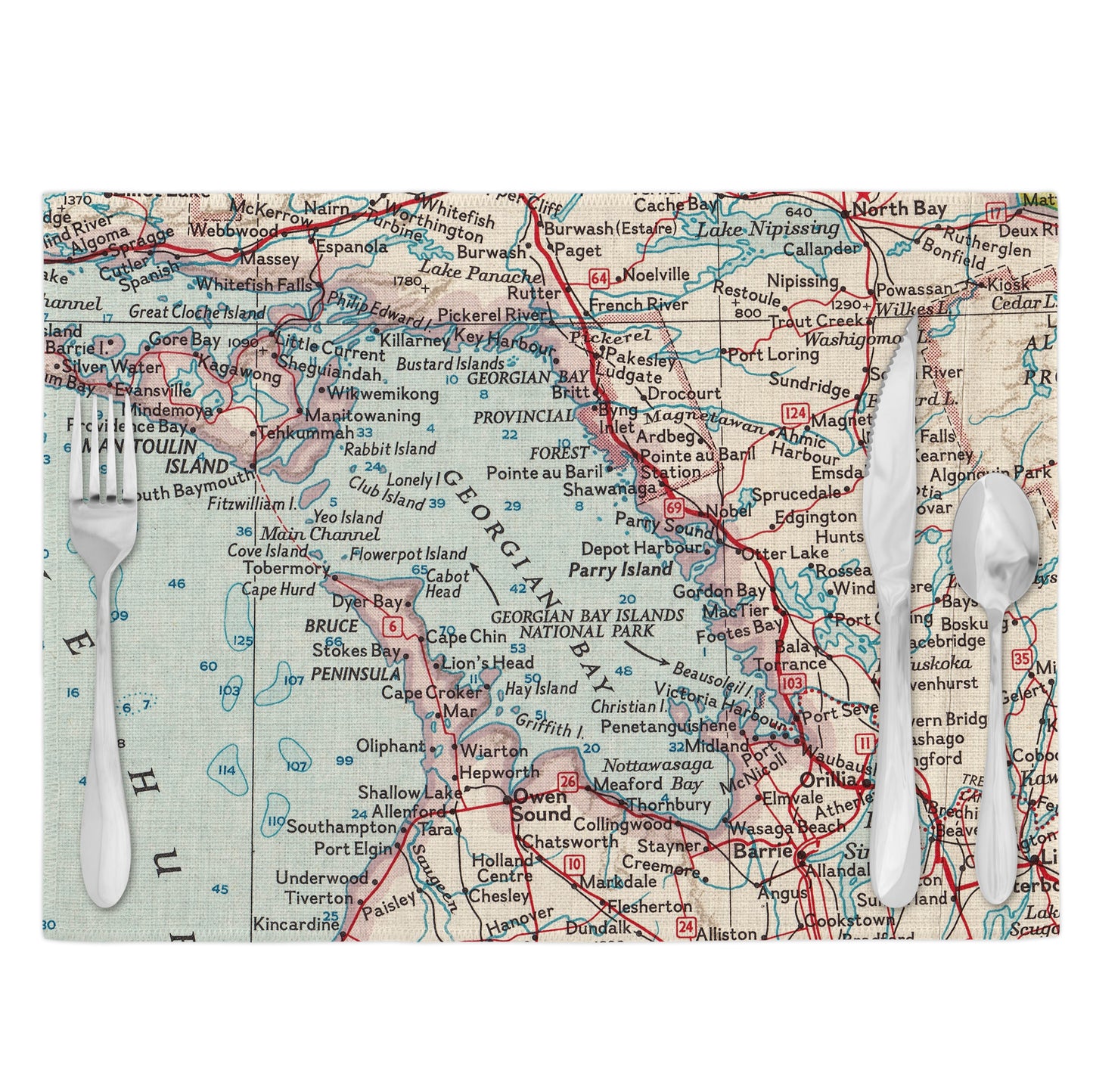 Georgian Bay Vintage Map Placemats Set of 4
