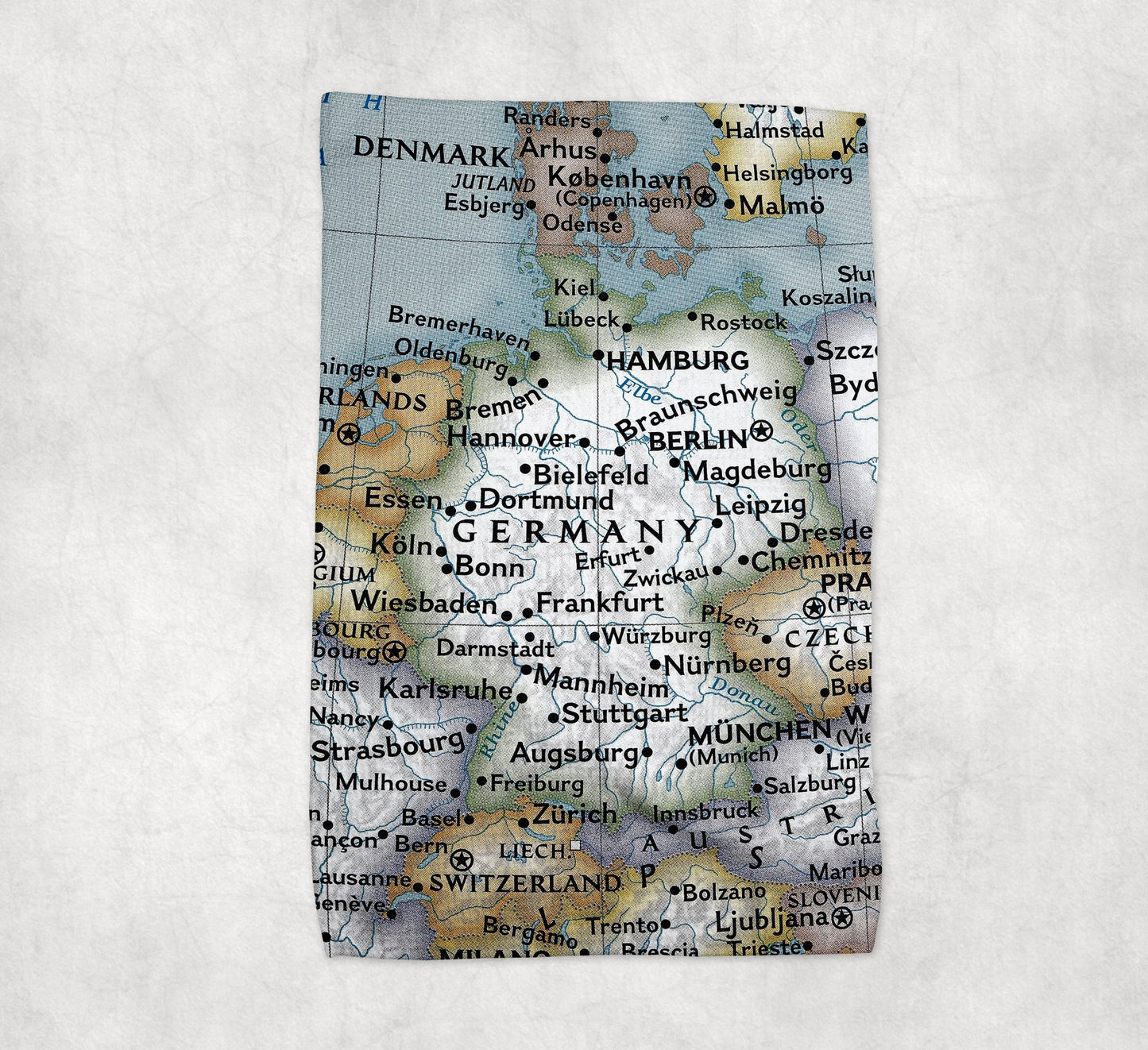 Germany Map Tea Towel | Waffle-Weave Kitchen Towel Gift