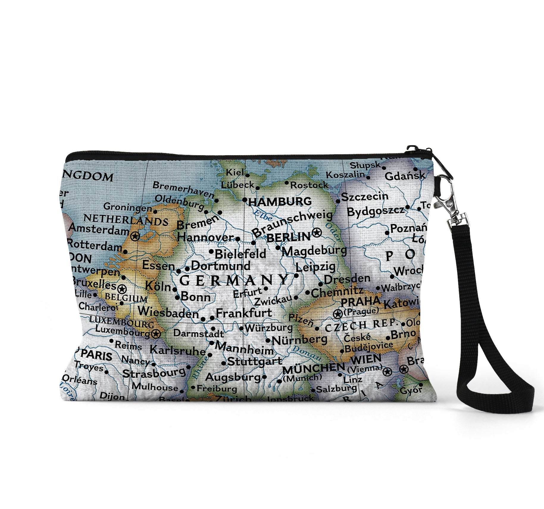 Germany map wristlet travel pouch