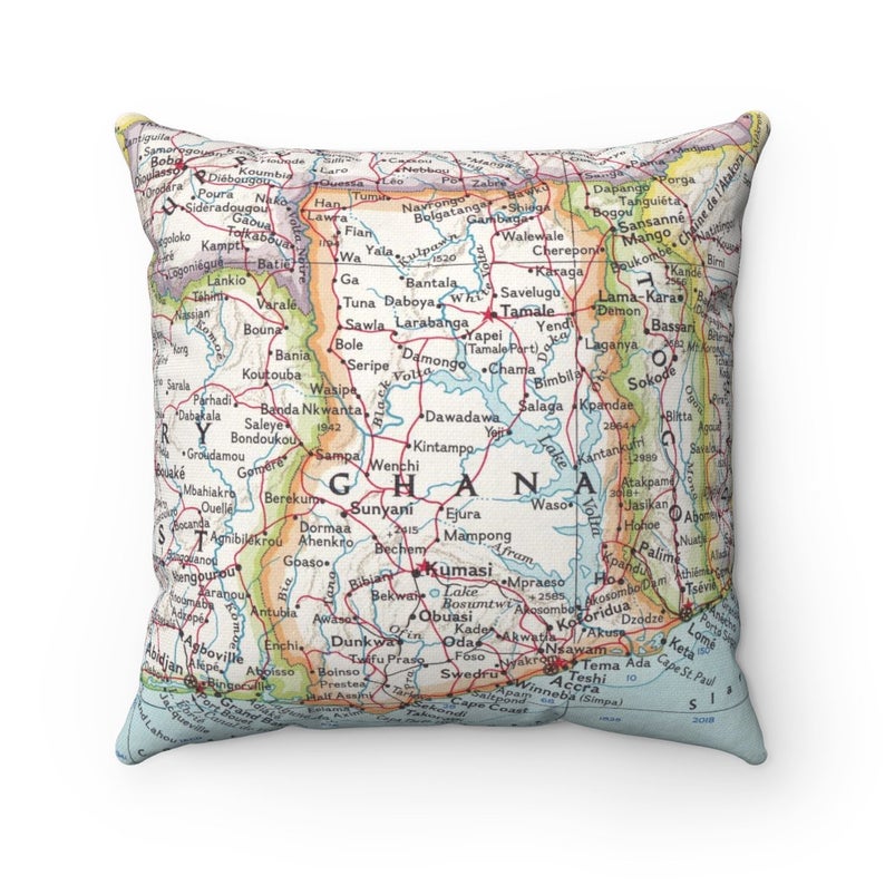 Ghana vintage map pillow
