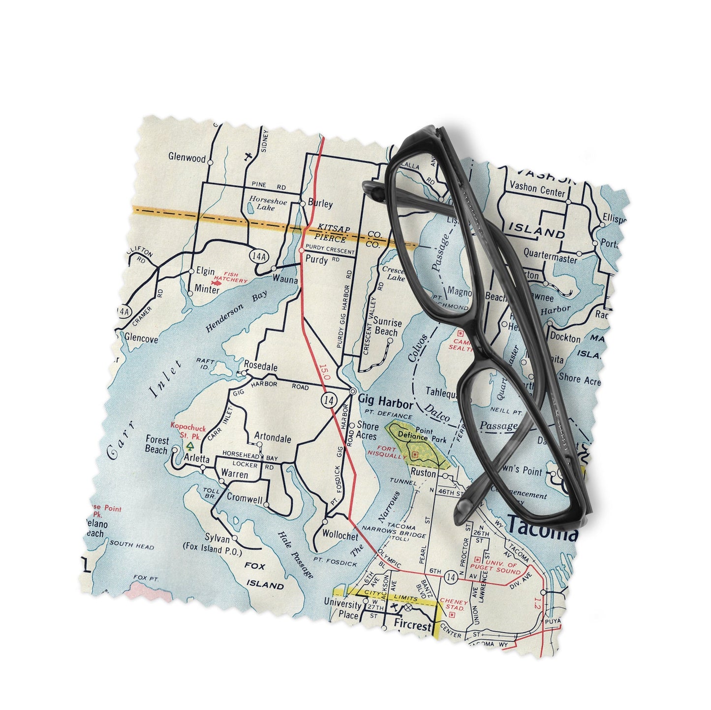 Gig Harbor Washington Map Lens Cloth | Gig Harbor Microfiber Glasses Cleaner | Travel Gift