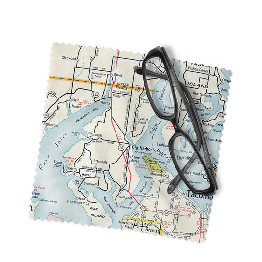Gig Harbor Washington Map Lens Cloth | Gig Harbor Microfiber Glasses Cleaner | Travel Gift