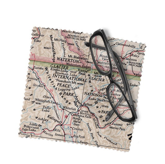 Glacier National Park Map Lens Cloth | Glacier Microfiber Glasses Cleaner | Travel Gift