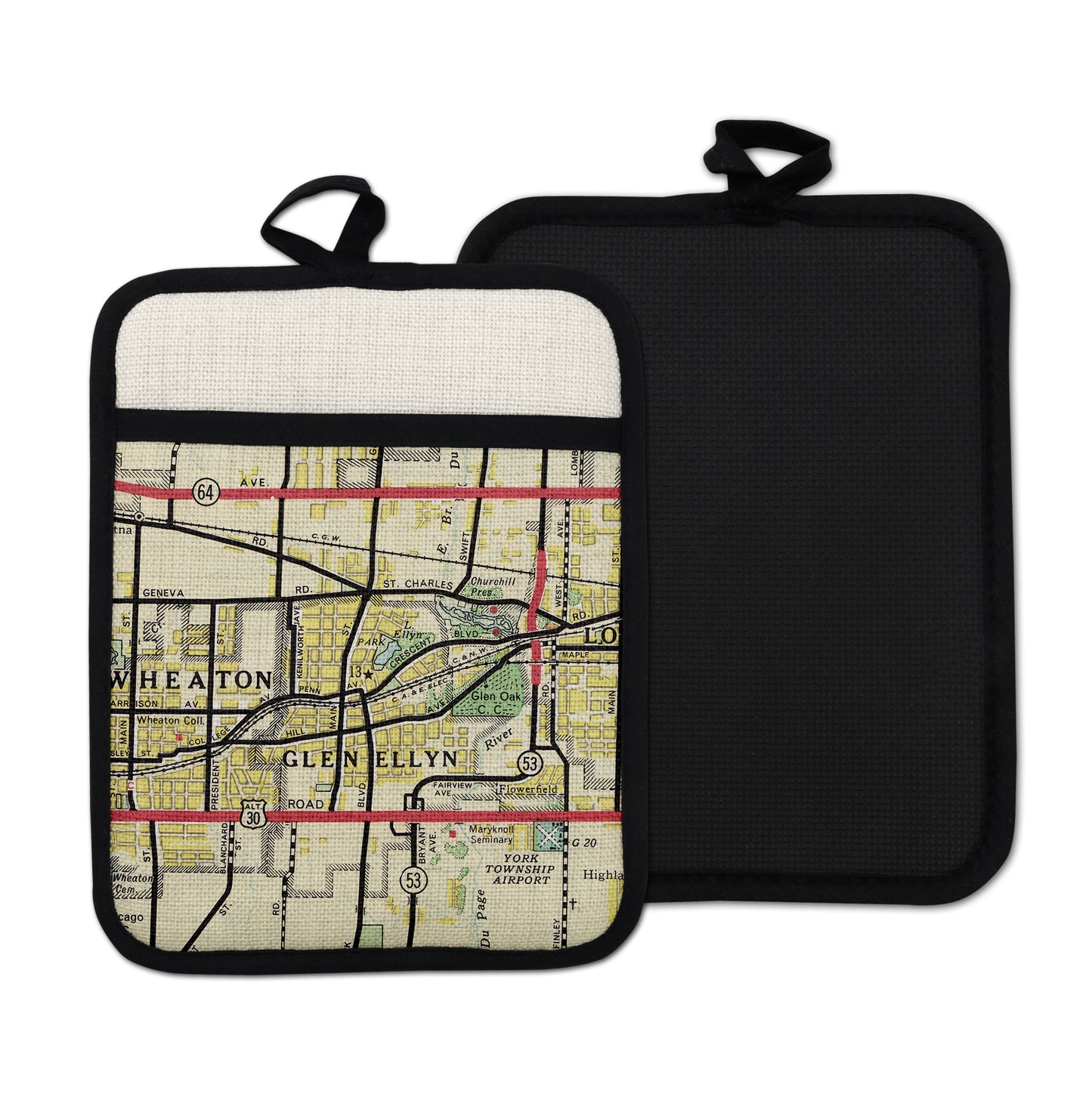 Glen Ellyn Illinois vintage map hot pad kitchen decor