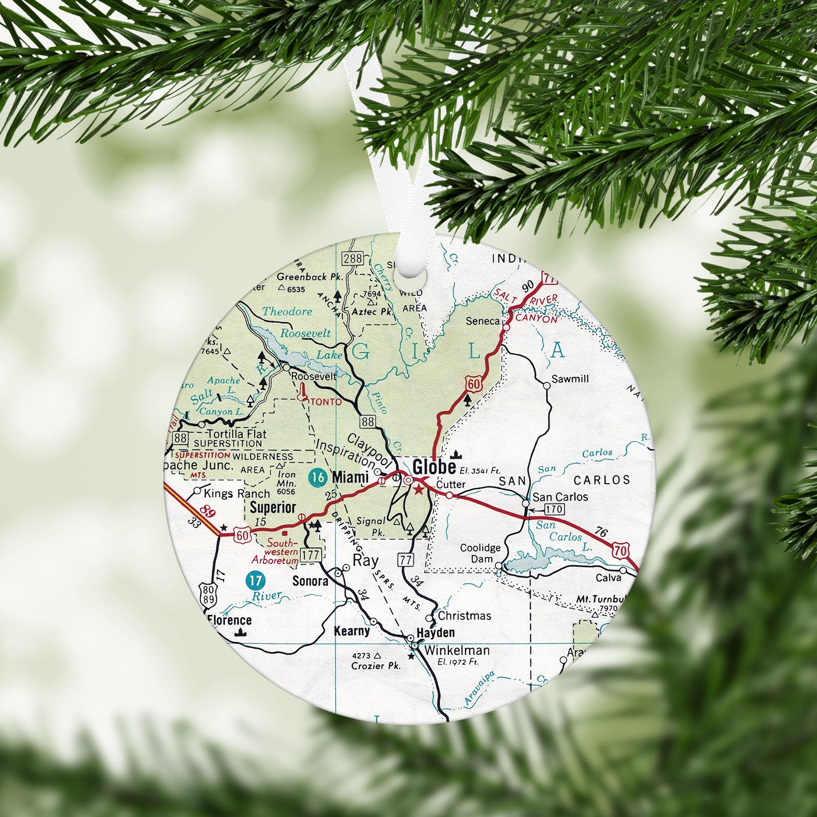 Globe Arizona Vintage Map Ornament