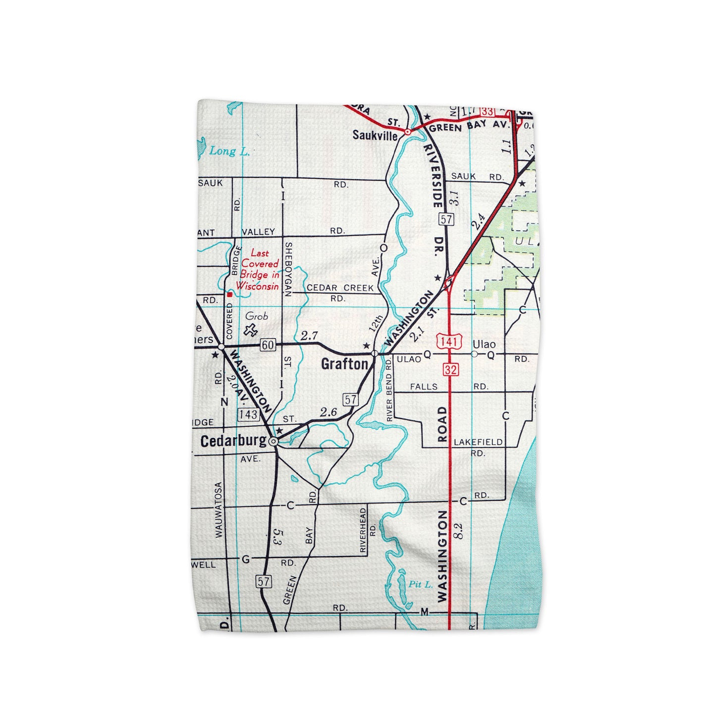 Grafton Wisconsin Vintage Map Kitchen Towel
