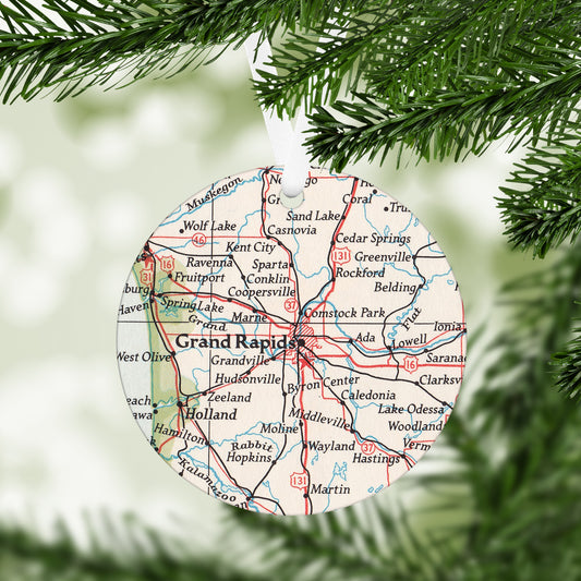 Grand Rapids Michigan Vintage Map Ornament