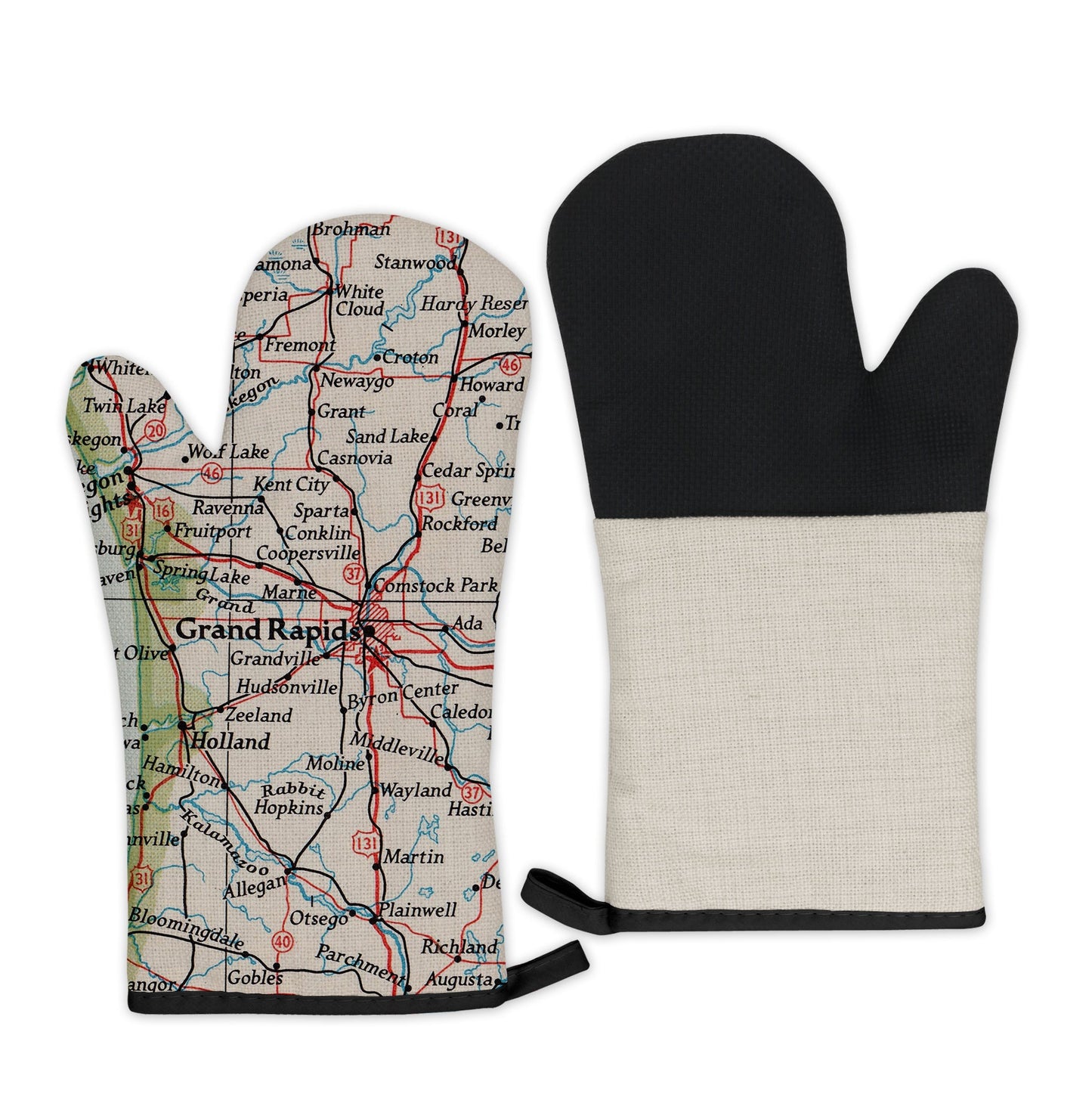 Grand Rapids, Michigan Map Oven Mitt | Vintage-Inspired Kitchen Gift