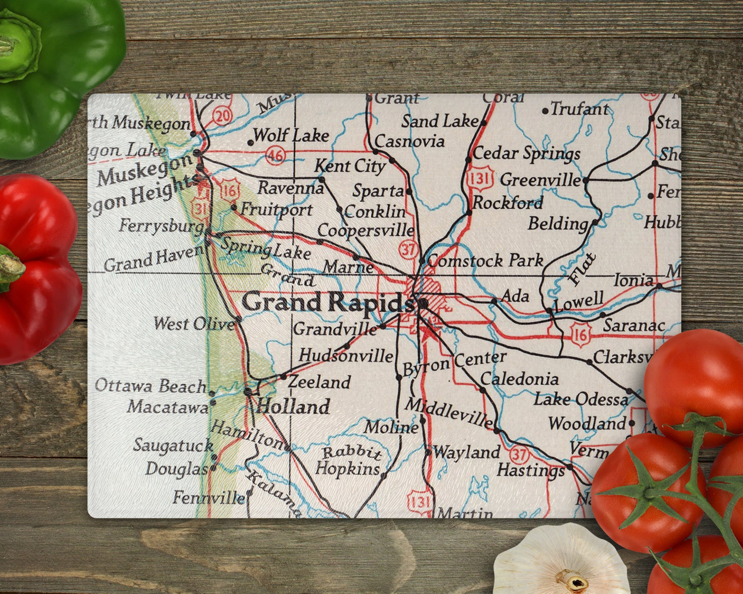 Grand Rapids Michigan Map Cutting Board | Travel Gift | Kitchen Decor