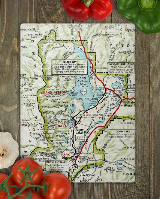 Grand Teton National Park Map Cutting Board | Travel Gift | Kitchen Decor