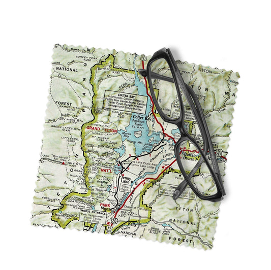 Grand Teton National Park Map Lens Cloth | Grand Teton Microfiber Glasses Cleaner | Travel Gift