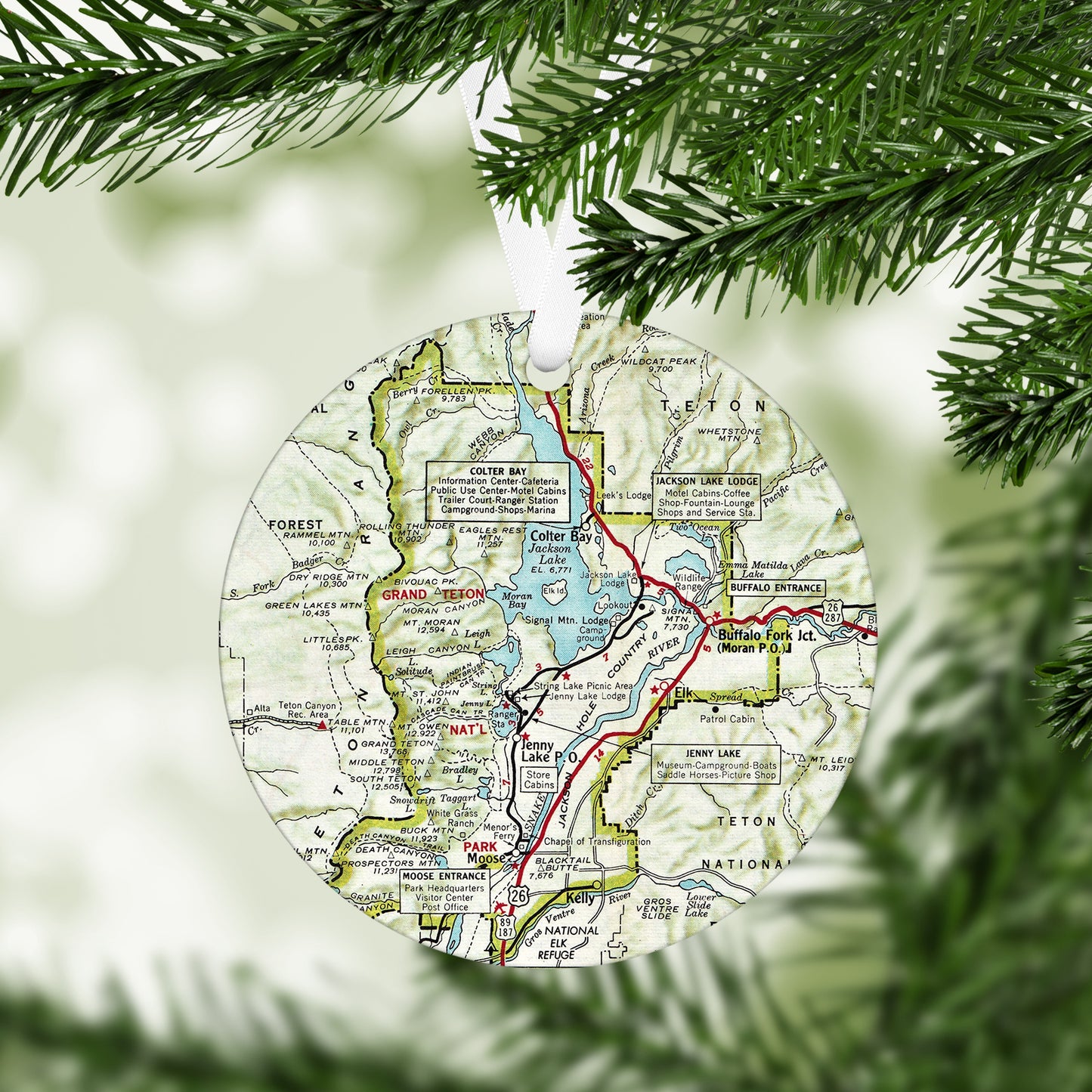 Grand Teton National Park Vintage Map Ornament
