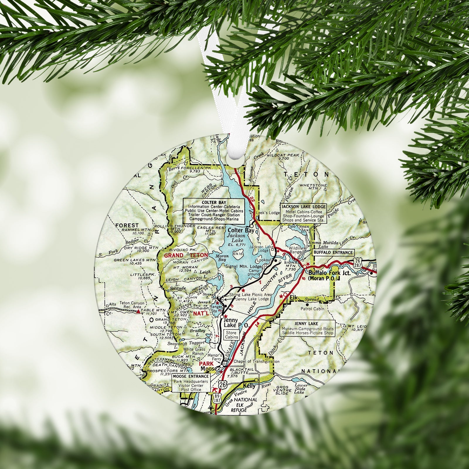 Grand Teton National Park Vintage Map Ornament