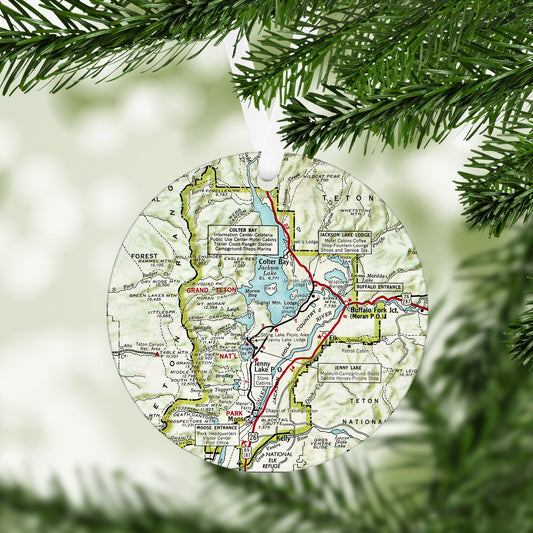 Grand Teton National Park Vintage Map Ornament