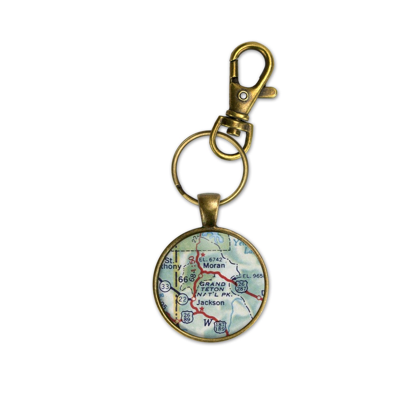 Grand Teton National Park Vintage Map Keychain
