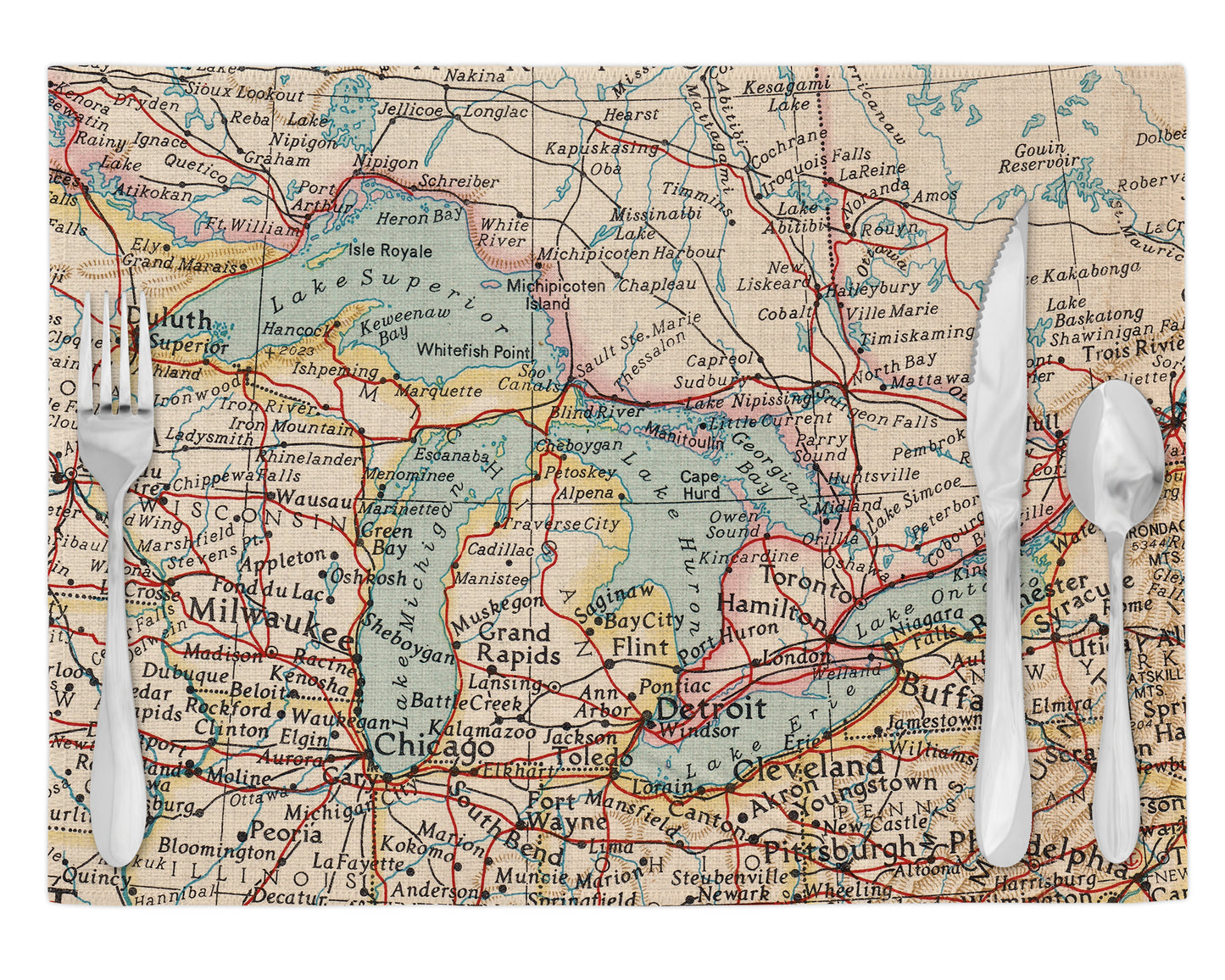 Great Lakes Vintage Map Placemats Set of 4