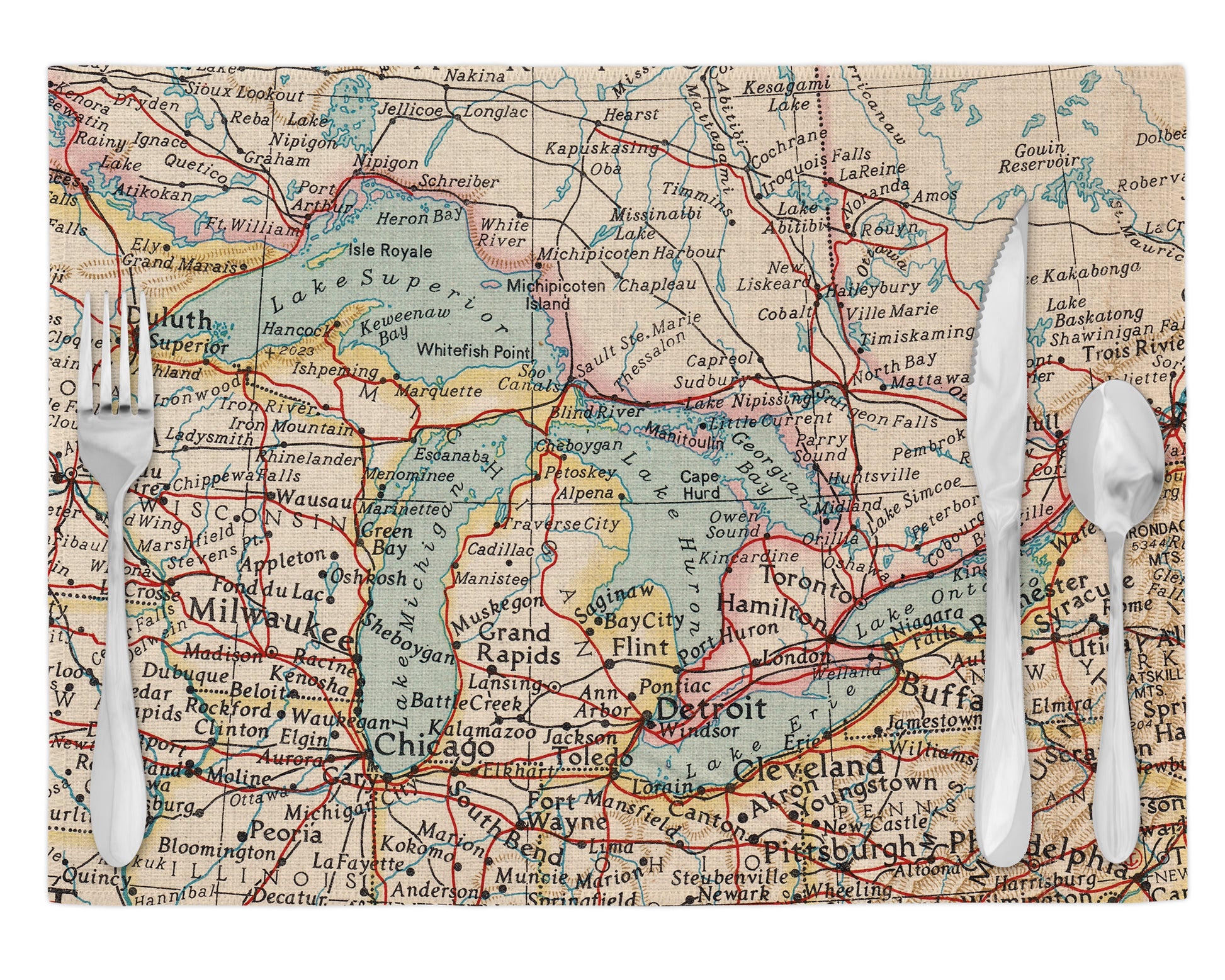 Great Lakes Vintage Map Placemats Set of 4
