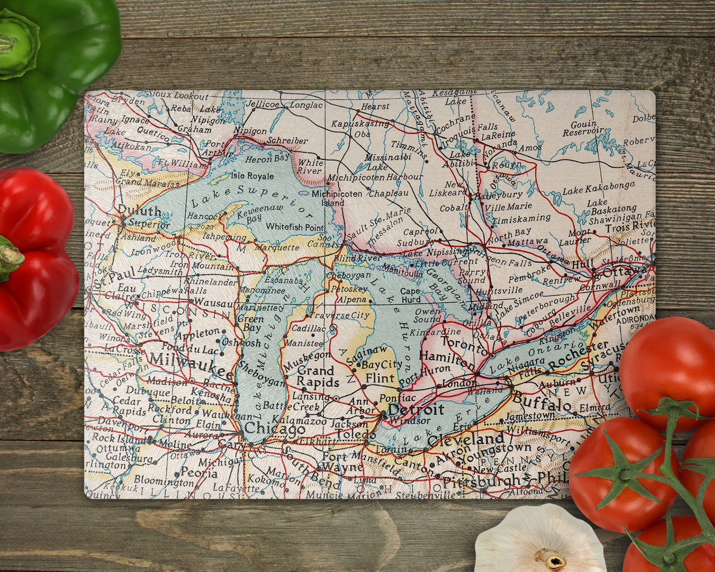 Great Lakes Map Cutting Board | Travel Gift | Kitchen Decor