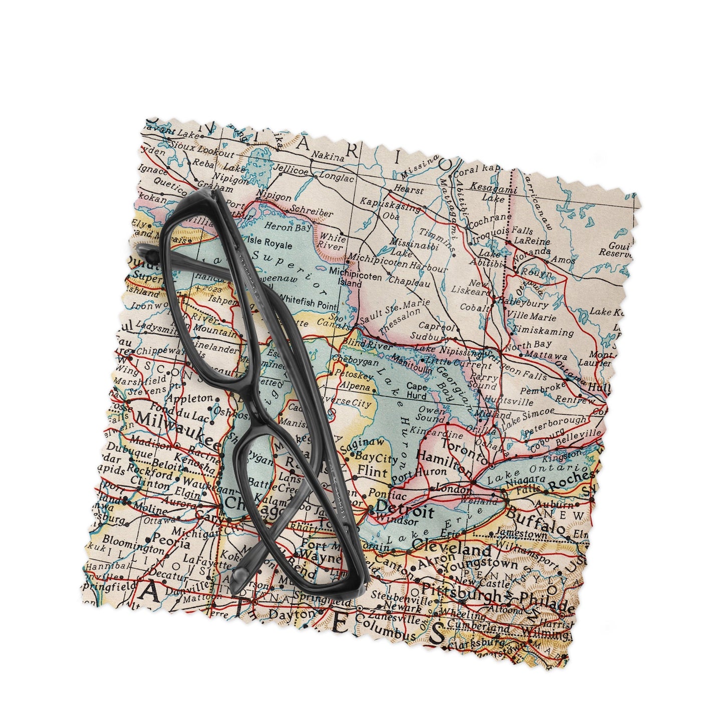 Great Lakes Map Lens Cloth | Great Lakes Microfiber Glasses Cleaner | Travel Gift