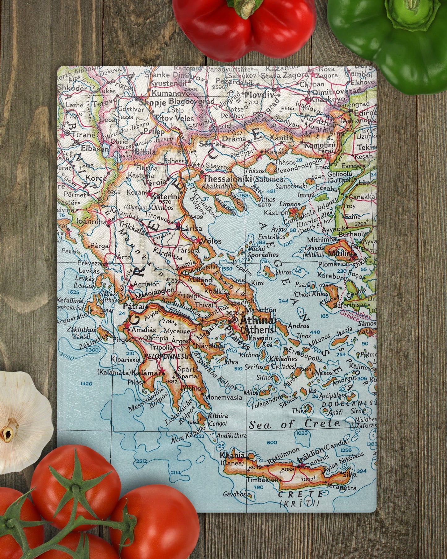 Greece Map Cutting Board | Travel Gift | Kitchen Decor