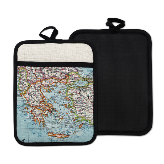 Greece vintage map hot pad kitchen decor