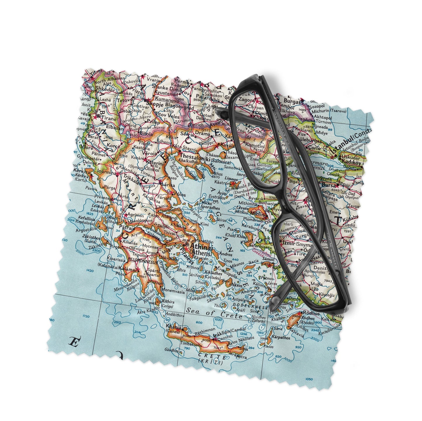 Greece Map Lens Cloth | Greece Microfiber Glasses Cleaner | Travel Gift