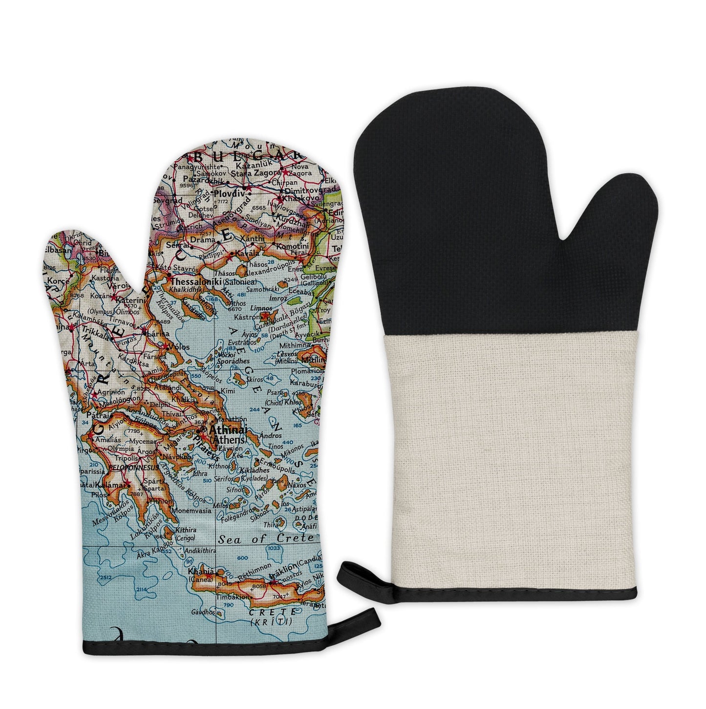 Greece Map Oven Mitt | Vintage-Inspired Kitchen Gift