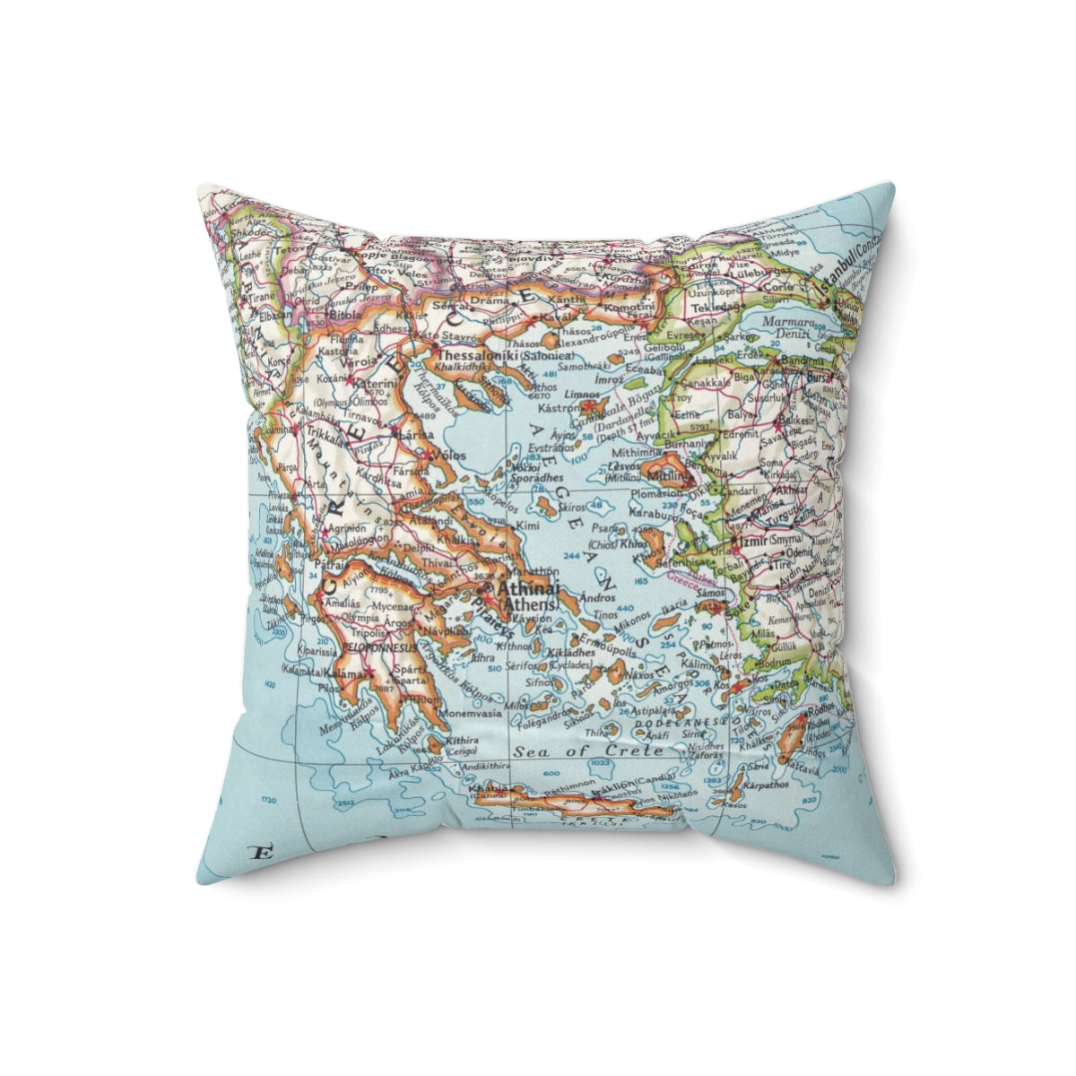 Greece vintage map pillow