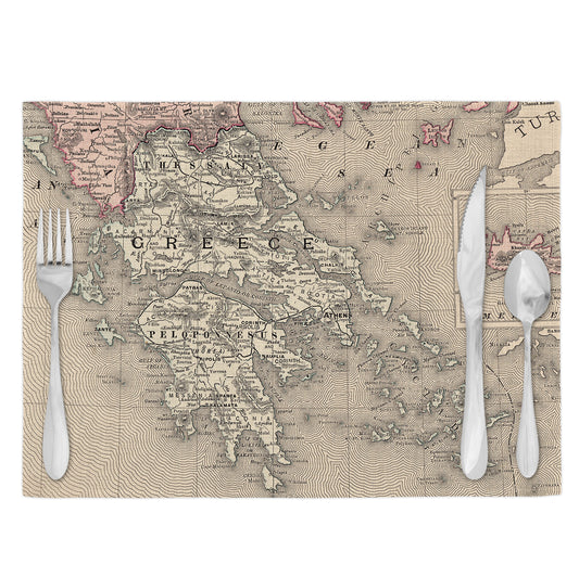 Greece Vintage Map Placemats Set of 4