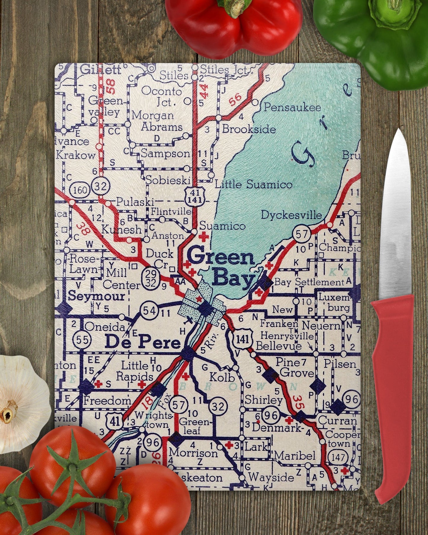 Green Bay Wisconsin Map Cutting Board | Travel Gift | Kitchen Decor