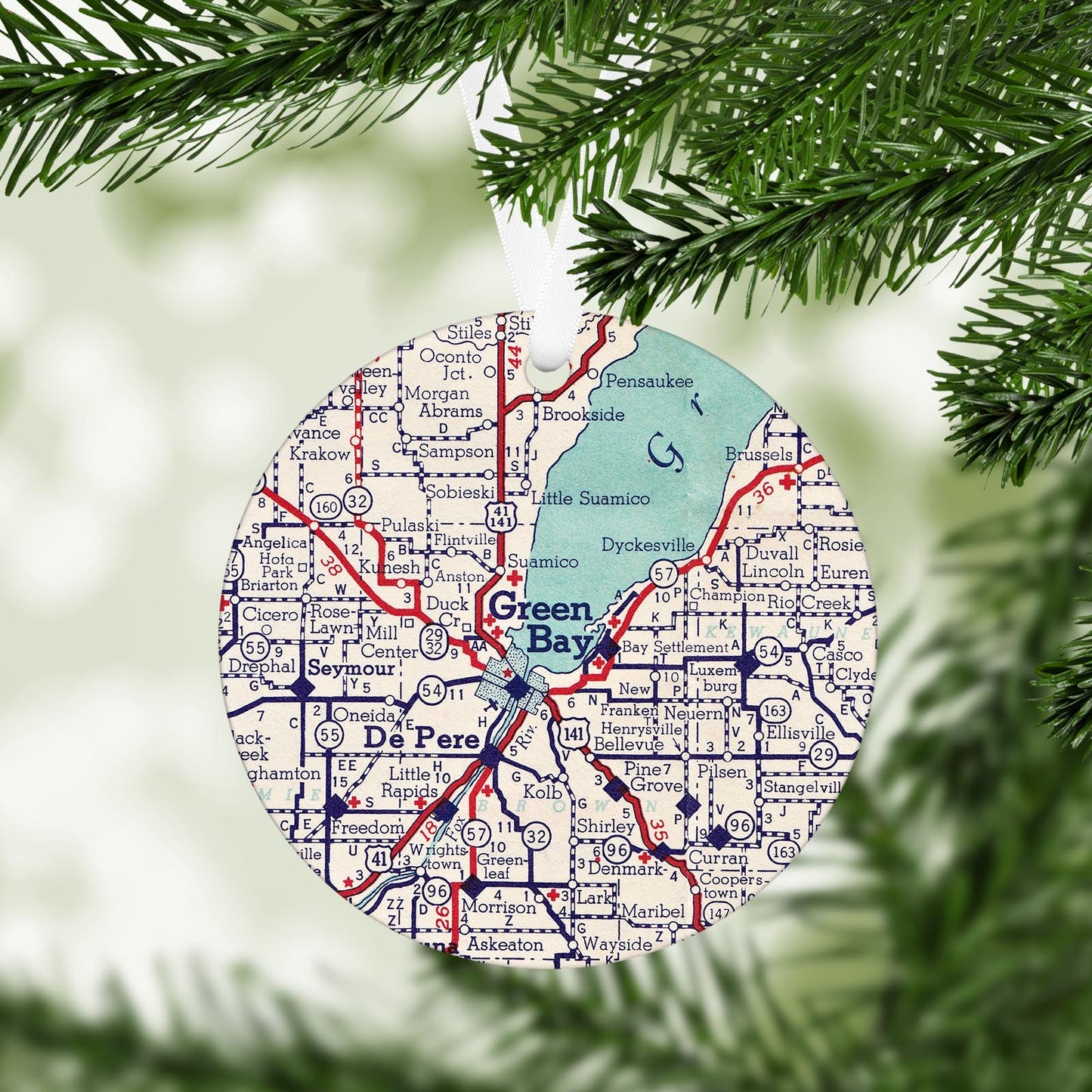 Green Bay Wisconsin Vintage Map Ornament